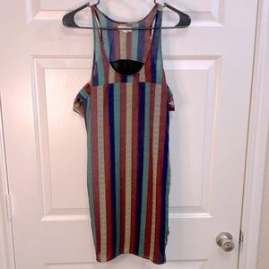 Urban Outfitters Silence+Noise Women’s Colorful Striped Cold Shoulder Dress Sz S